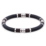 Xtinctio - Stretch Bangle comfortable, timeless and chic Hand made in Italy by a 3rd generation Goldsmith Triple dipped Palladium and black enamel Imbued with the spirit of the endangered Rhinoceros