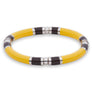 Xtinctio - Stretch Bangle comfortable, timeless and chic Hand made in Italy by a 3rd generation Goldsmith Triple dipped Palladium and Yellow enamelImbued with the spirit of the Jungle and the Tiger
