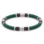 Xtinctio Stretch Bangle comfortable, timeless and chic Hand made in Italy by a 3rd generation Goldsmith Triple dipped Palladium and green enamel. Imbued with the spirit of the Rainforest