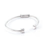 Xtinctio - Bracelet/Bangle made in Italy Recycled Sterling silver Love XX bracelet eco conscious, chic and comfortable representing your commitment to protecting these critically endangered species and their habitats. An X at each end of the bangle and bead with the word Love debossed on it.