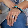 Xtinctio - Stretch Bangle comfortable, timeless and chic Hand made in Italy by a 3rd generation Goldsmith Triple dipped Palladium and turquoise enamel.