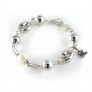 Silver Charm Bracelet with 12mm Moonstone Gemstone - Free shipping and returns