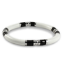 Xtinctio - Stretch Bangle comfortable, timeless and chic Hand made in Italy by a 3rd generation Goldsmith Triple dipped Palladium and white enamel.