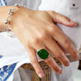 Xtinctio rainforest Vanguard Ring Hand Made in Italy by a 3rd generation goldsmith using the ancient and rarely used Etruscan enamel technique. eco-conscious jewelry ,