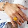 Xtinctio orangutan Vanguard Ring Hand Made in Italy by a 3rd generation goldsmith using the ancient and rarely used Etruscan enamel technique. eco-conscious jewelry ,