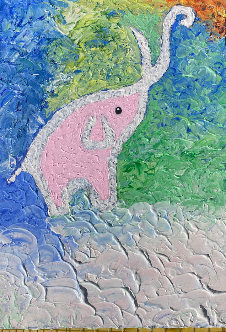 Pink Elephant Handmade Original Acrylic Painting -