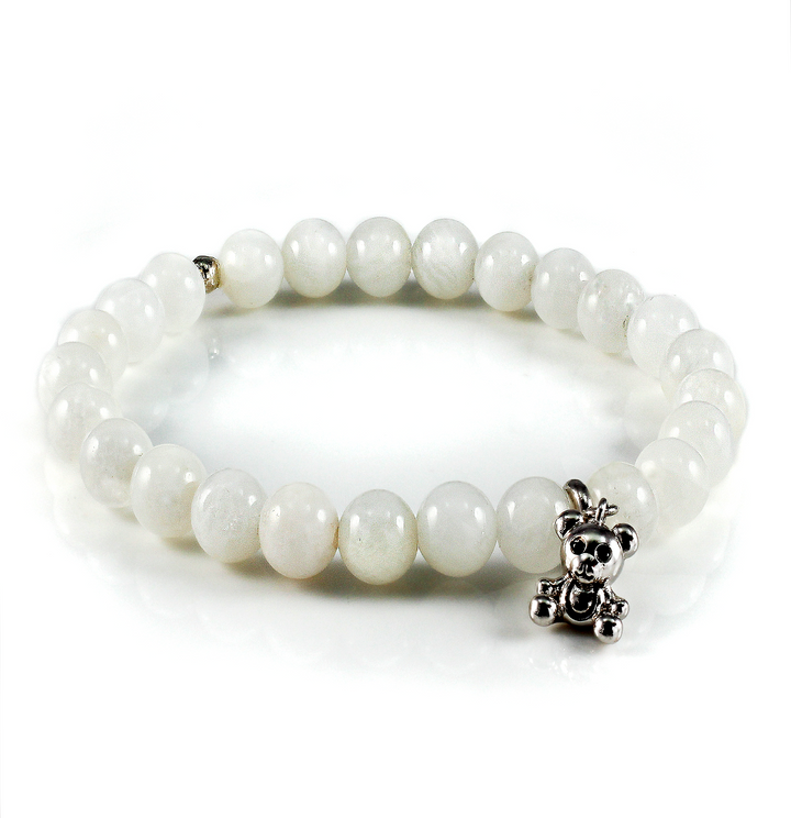 Moonstone Bracelet with Polar Bear Charm - Free shipping and returns