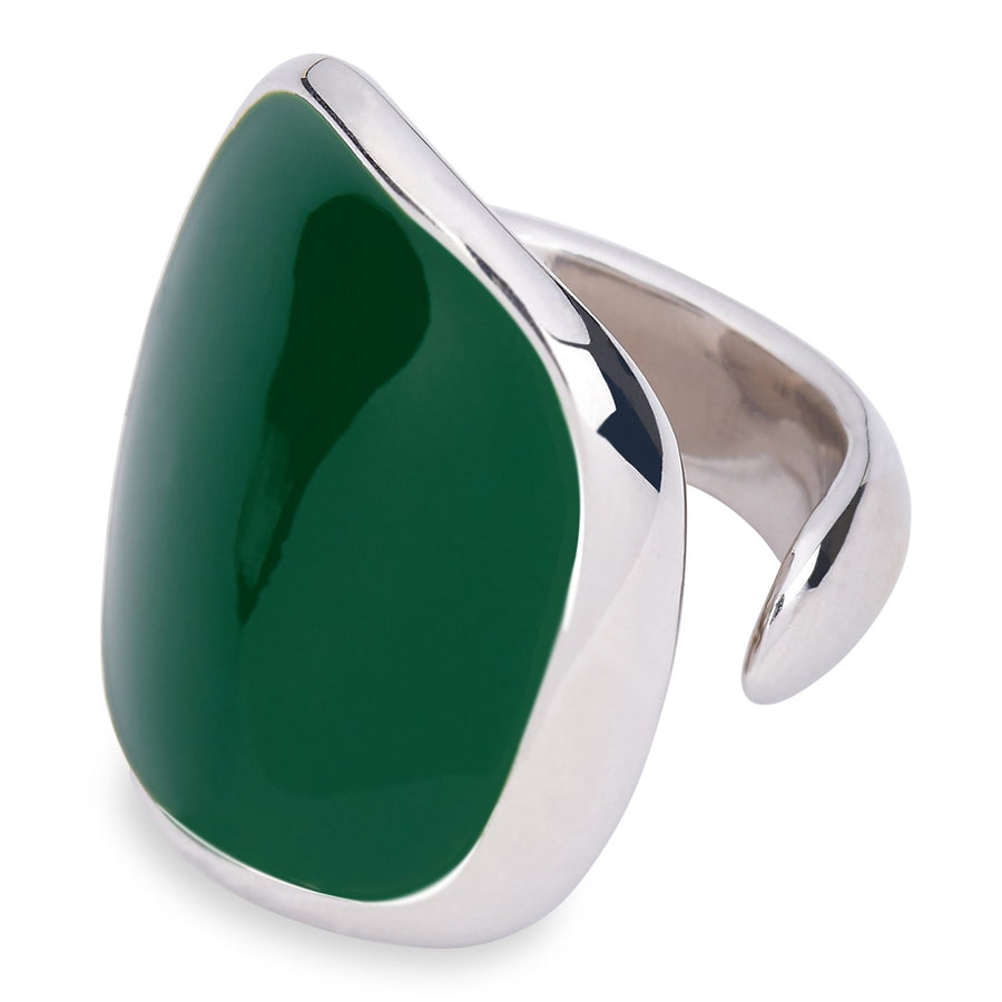 Xtinctio rainforest Vanguard Ring Hand Made in Italy by a 3rd generation goldsmith using the ancient and rarely used Etruscan enamel technique. eco-conscious jewelry ,