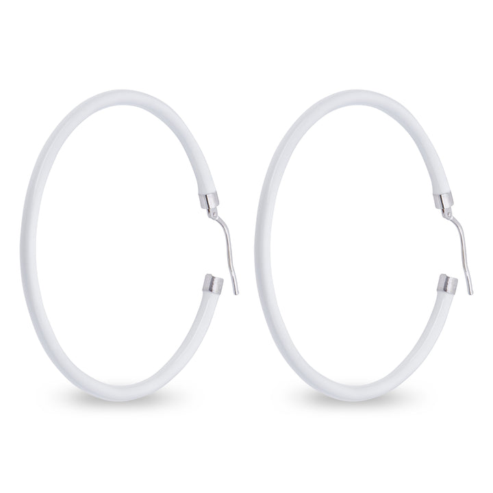 Xtinctio - These circular white bronze enameled hoop earrings are hand made in Italy by a 3rd generation goldsmith using the ancient Etruscan art of enameling.  