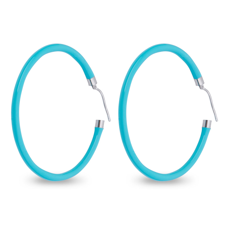 Xtinctio - These circular bronze enameled hoop earrings are hand made in Italy by a 3rd generation goldsmith using the ancient Etruscan art of enameling.  designed in color turquoise  in honor of the grand oceans.