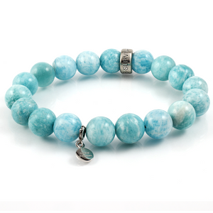 Xtinctio - Bracelet This Amazonite  Stretch Beaded Bracelet is eco conscious, fun, durable and lovingly hand made it represents our commitment to protect the Ocean. 50 % of all profits go to support the protection of endangered species and their environments.