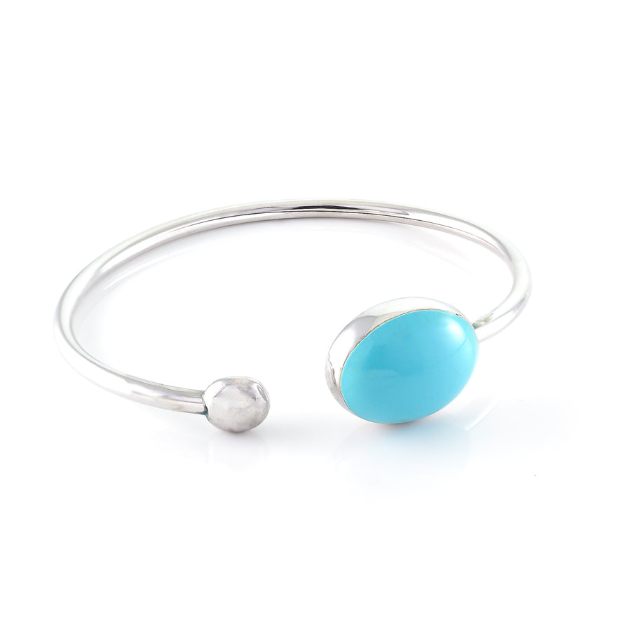 Xtinctio - Bangle Hand made in Italy by a 3rd generation Goldsmith. 925 sterling silver Triple dipped Palladium and turquoise enamel. Imbued with the spirit of the Ocean