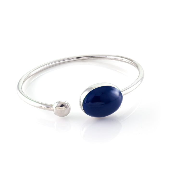 Whale Oval Enameled Silver Bangle - Free shipping and returns