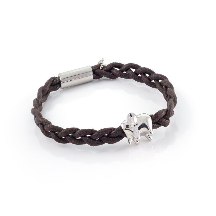 Xtinctio - Bracelet Unisex eco friendly waxed linen/cotton cord with animal charm (brass dipped in platinum) and magnetic steel clasp.  Imbued with the spirit of the endangered Elephant