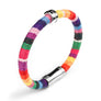 Highly Durable, Comfortable, Fun and well made Eco conscious linen cotton HOPE bracelet is lovingly hand made.  Each color represents an endangered species we are partnering to protect. creating a rainbow of enduring hope.  50% of all profits are donated to organizations that protect endangered species and their habitats.  