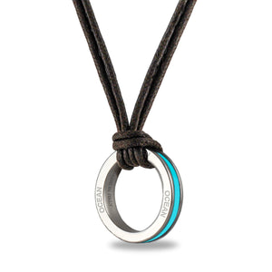 Xtinctio  - Necklace Amulet individually hand forged in Italy from White Bronze and turquoise Etruscan enamel in honor of the Ocean and all of it's glorious biodiversity.  