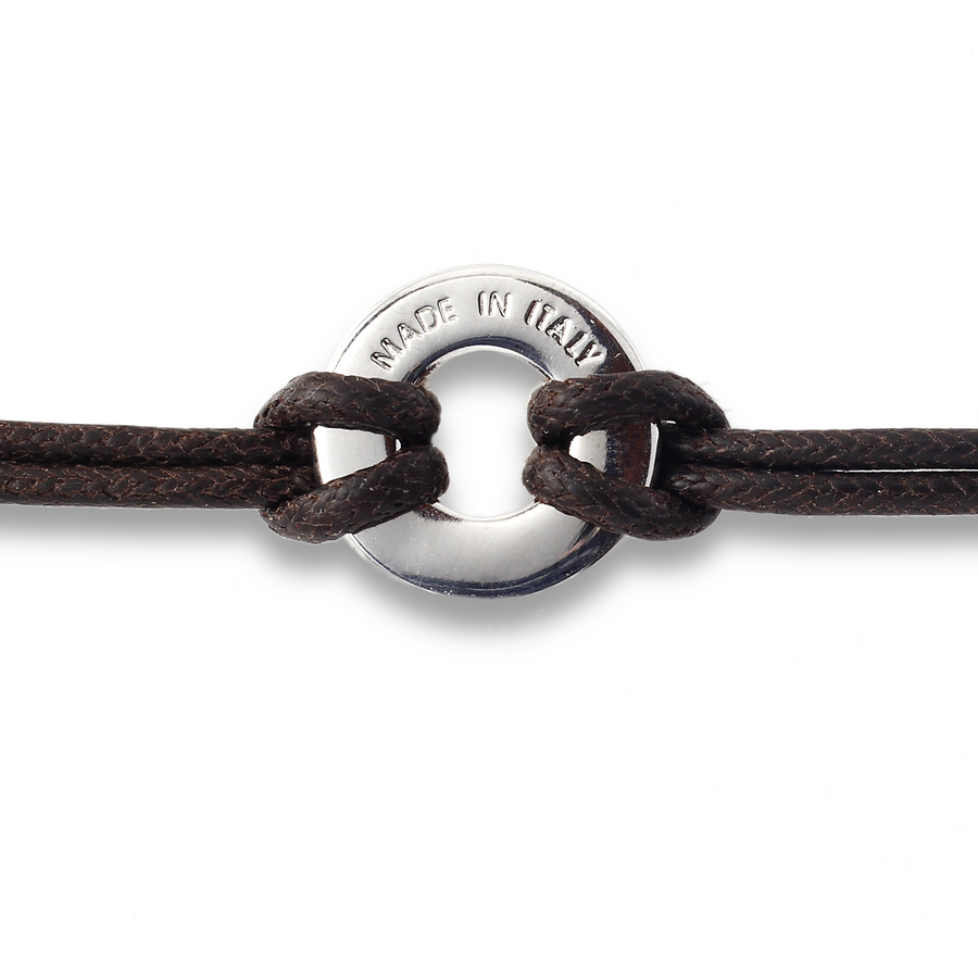 Xtinctio  bracelet - Individually hand forged in Italy from White Bronze and gray Etruscan Enamel in honor of the critically endangered Elephant  Eco friendly cotton linen blend waxed cord sourced in Italy.  