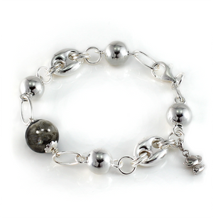 Silver Charm Bracelet with Labradorite 12mm Gemstone  - Free shipping and returns
